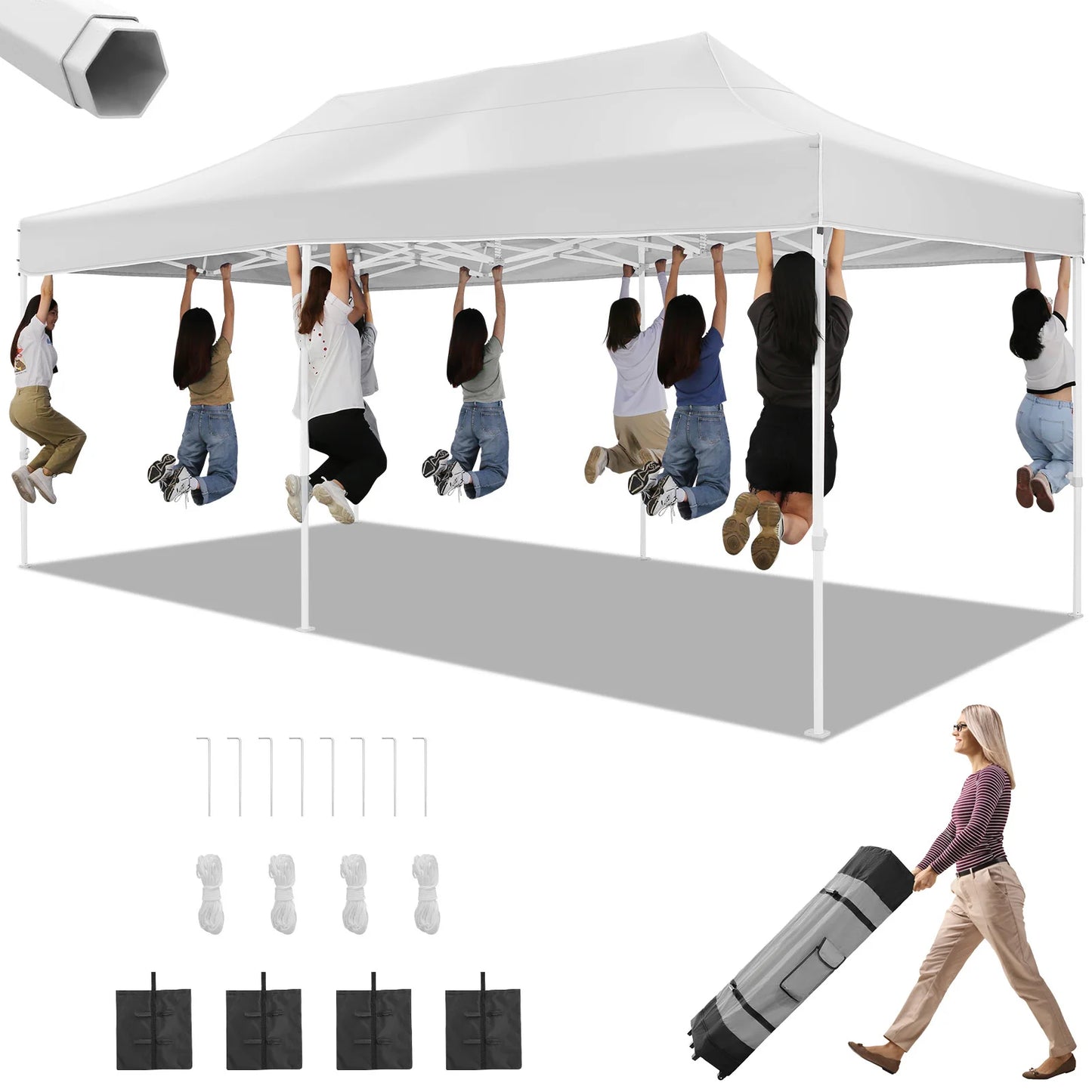 10x20 Heavy Duty Pop Up Canopy for Parties Commercial Waterproof