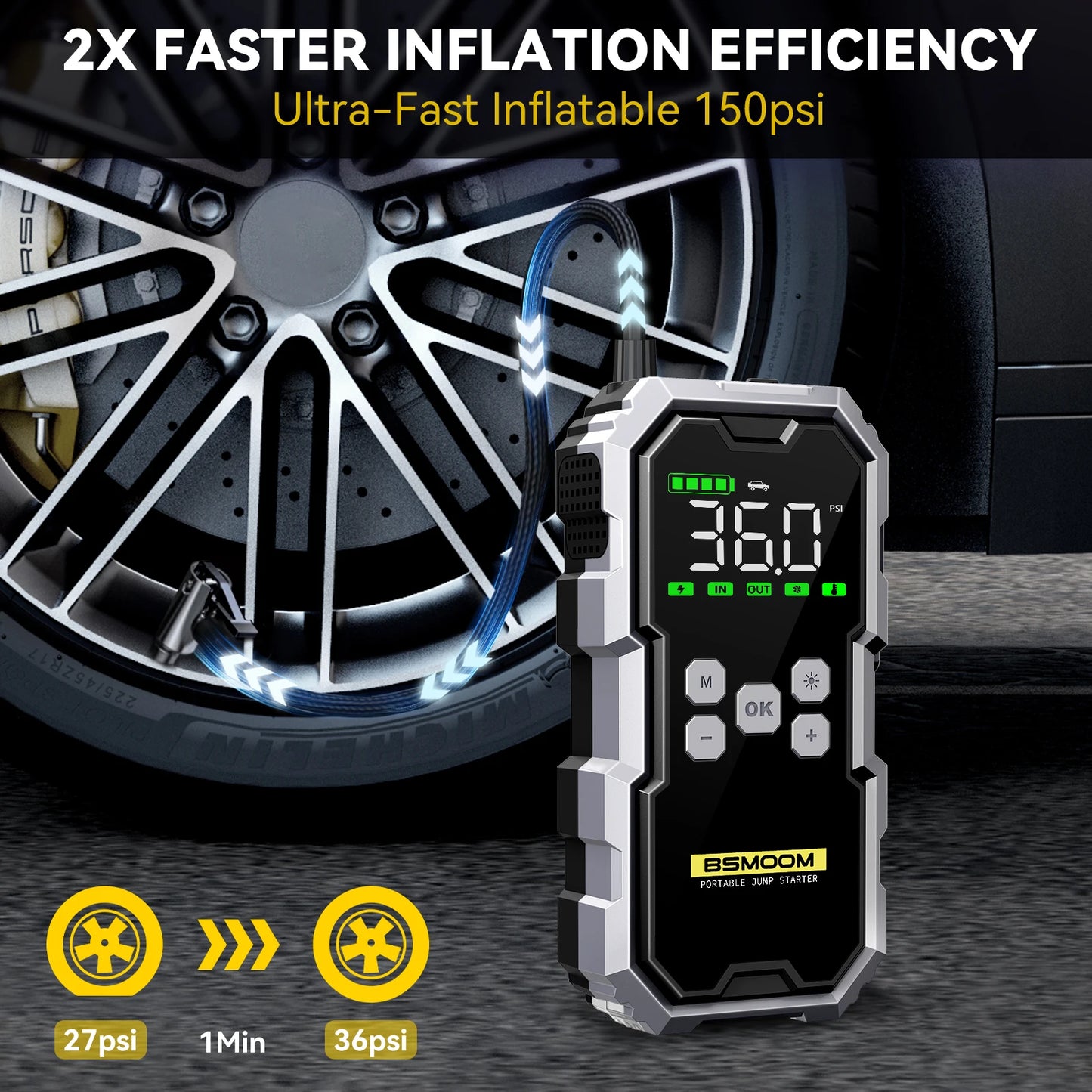 7000A Car Jump Starter with Air Compressor LED Flashlight