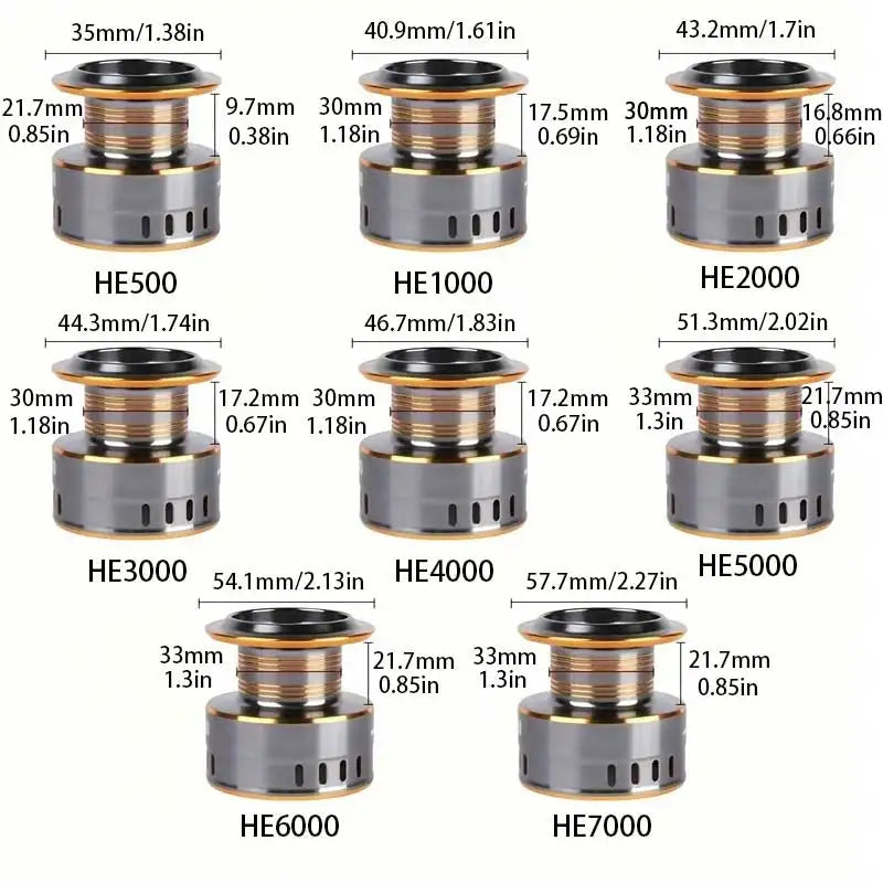 Fishing Reel, He1000-7000 Series, 5.2:1 Gear Ratio, Aluminum Alloy Body