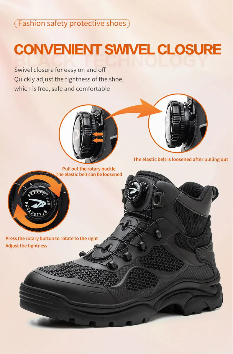 High-Top Work Boots Steel Toe