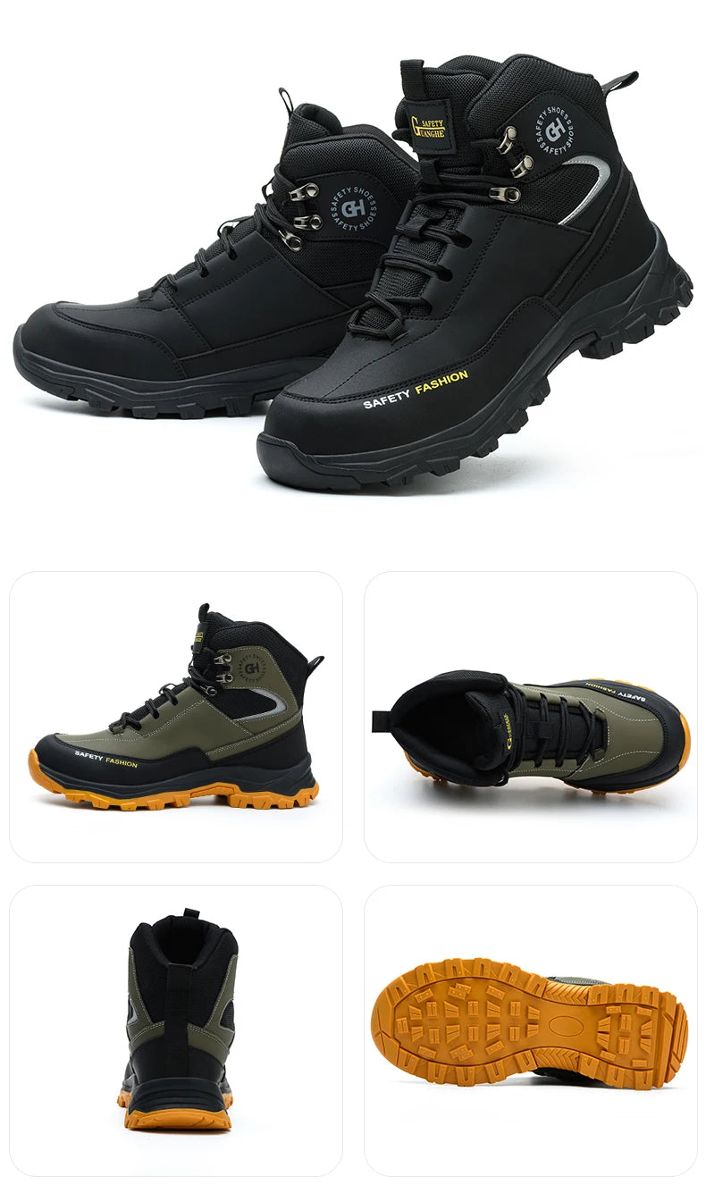 Waterproof Work Boots Men's Safety Steel Toe