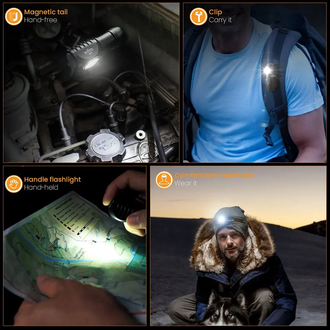 Sofirn HS10 USB C Rechargeable Mini Headlamp 1100lmn with Magnet