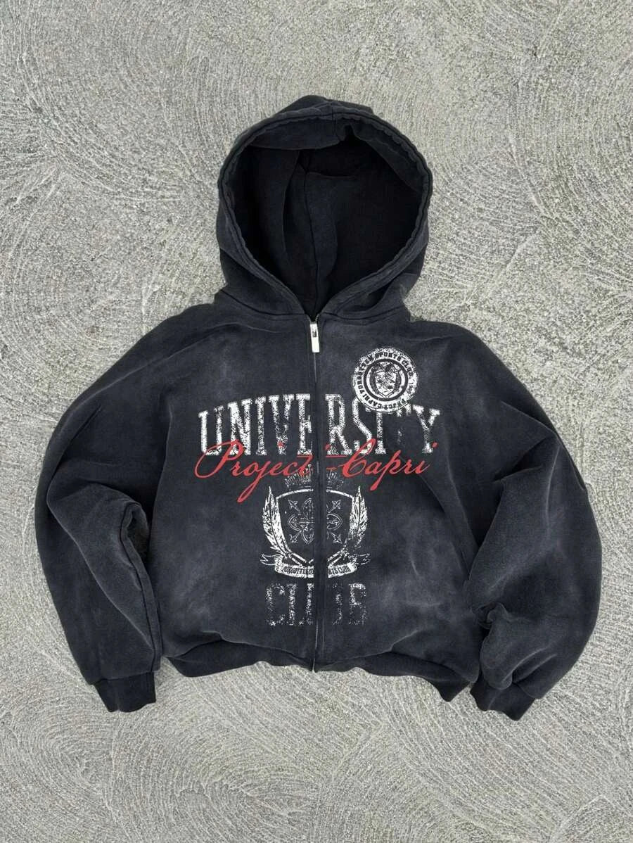New Y2K American hip-hop casual zip up hoodie