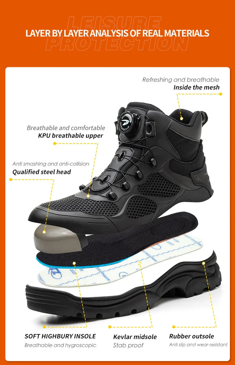 High-Top Work Boots Steel Toe