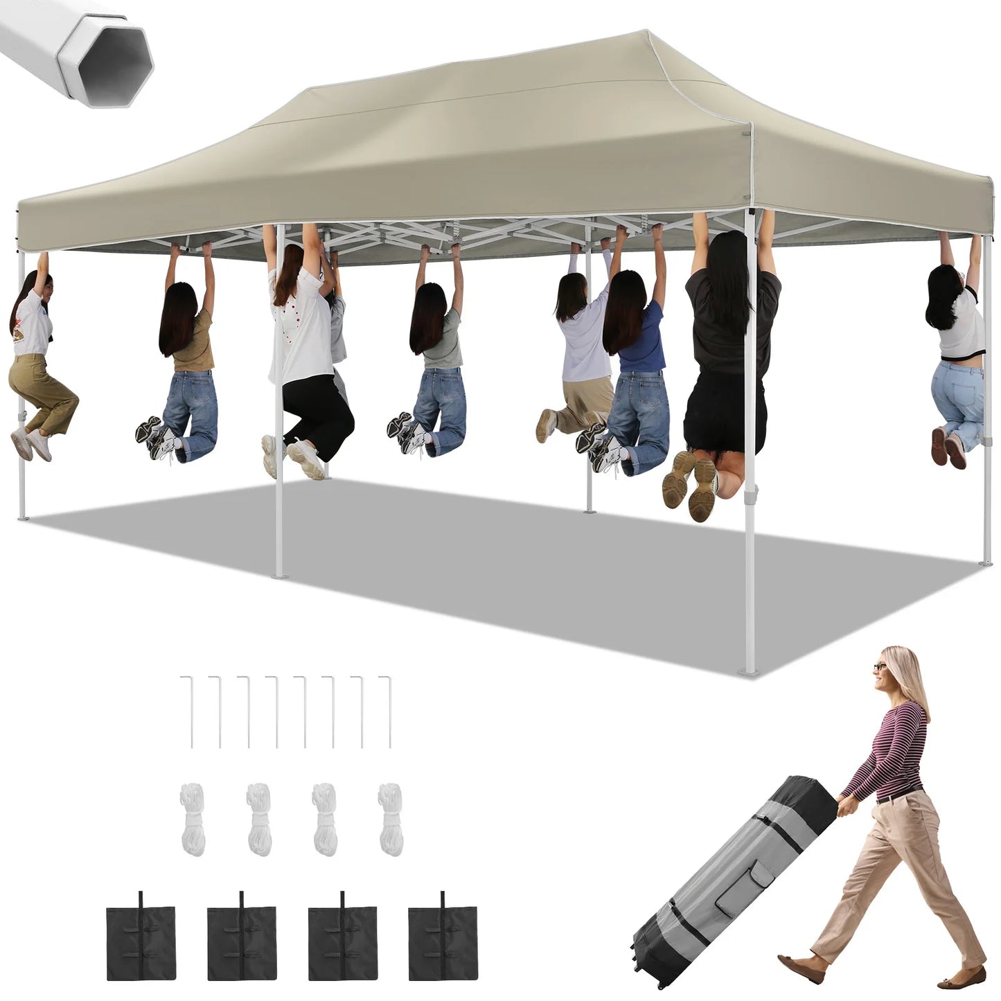 10x20 Heavy Duty Pop Up Canopy for Parties Commercial Waterproof