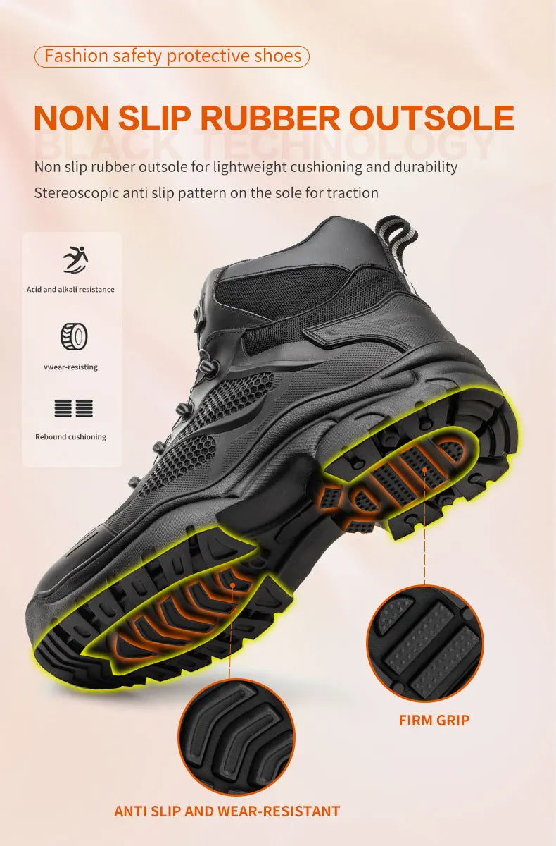 High-Top Work Boots Steel Toe
