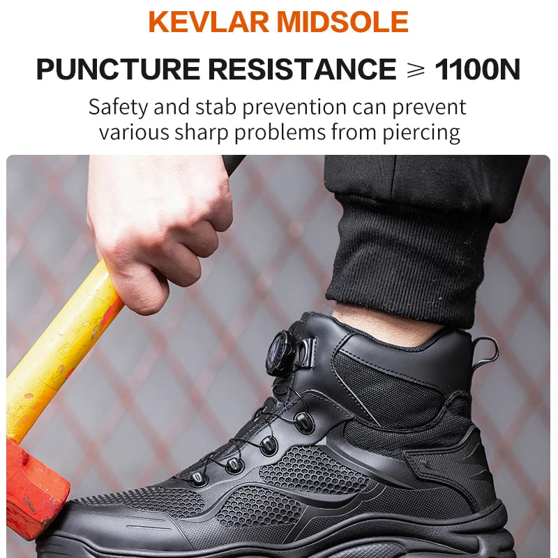 High-Top Work Boots Steel Toe