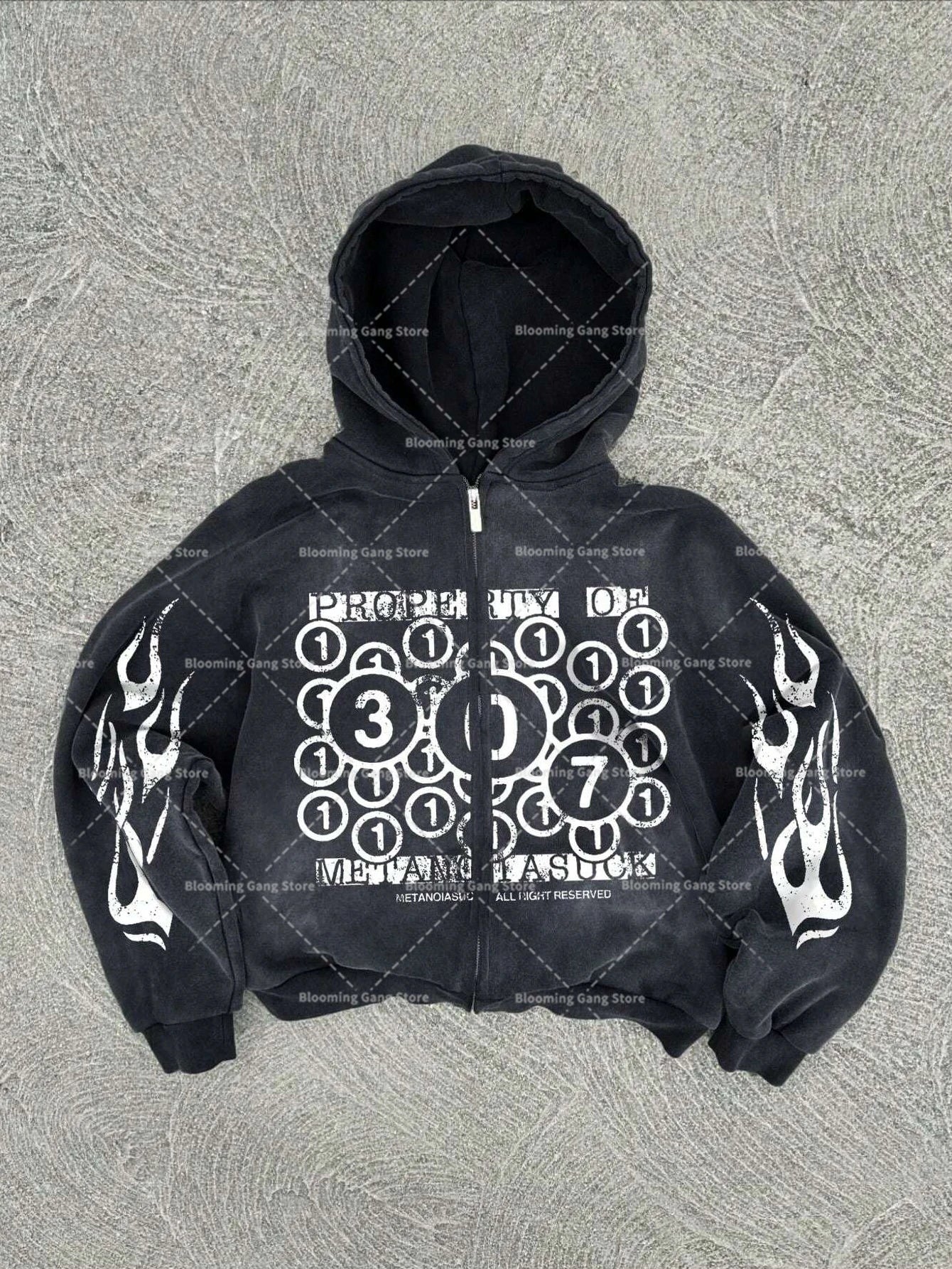 New Y2K American hip-hop casual zip up hoodie