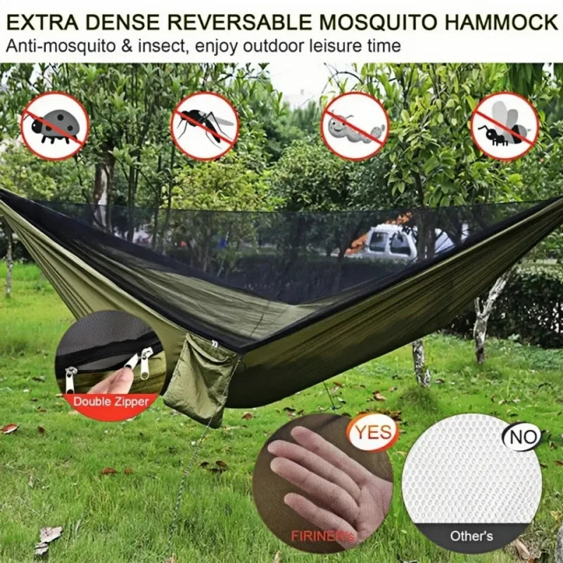 Camping hammock with mosquito net