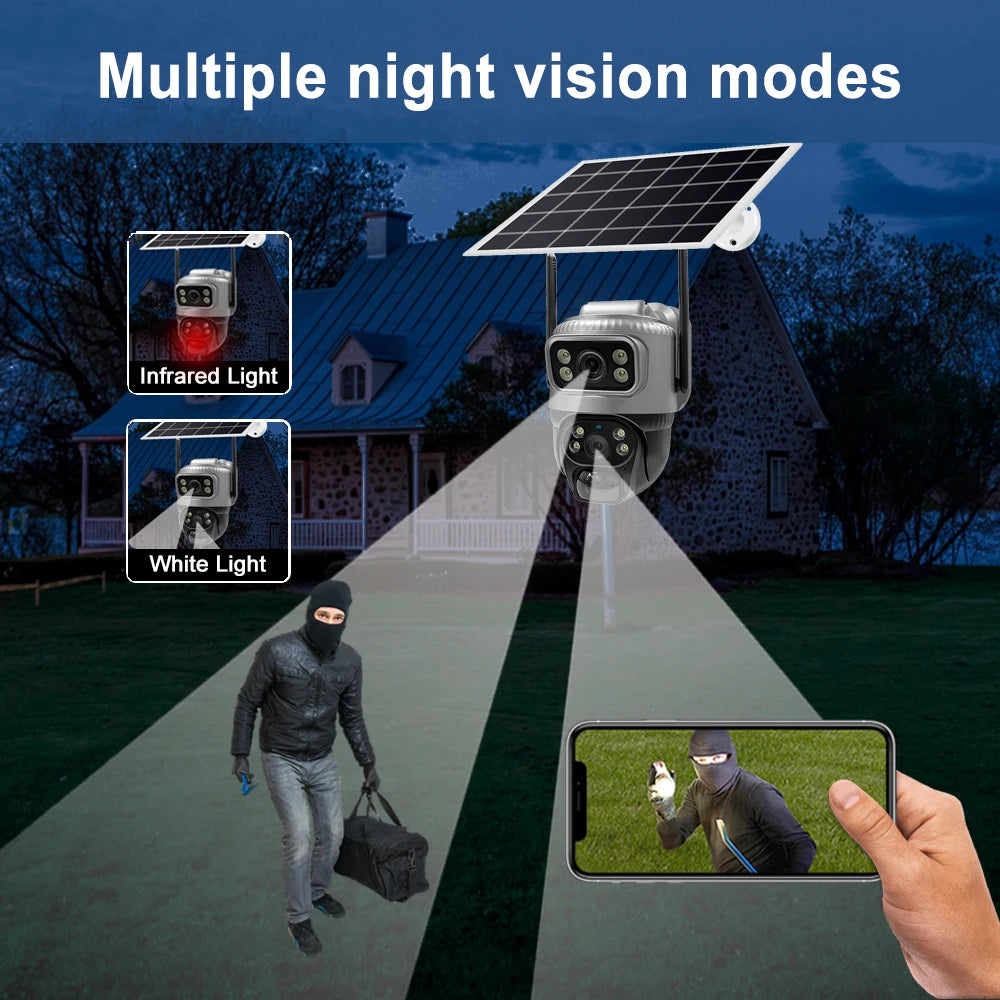 8MP 4K Solar Camera 4G Wifi Outdoor Dual Lens