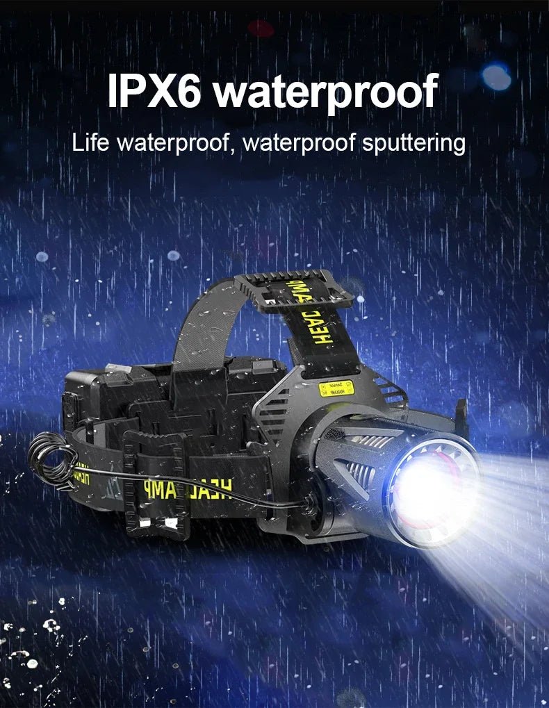 Super High Powerl XHP360 Fishing Headlamp USB Rechargeable