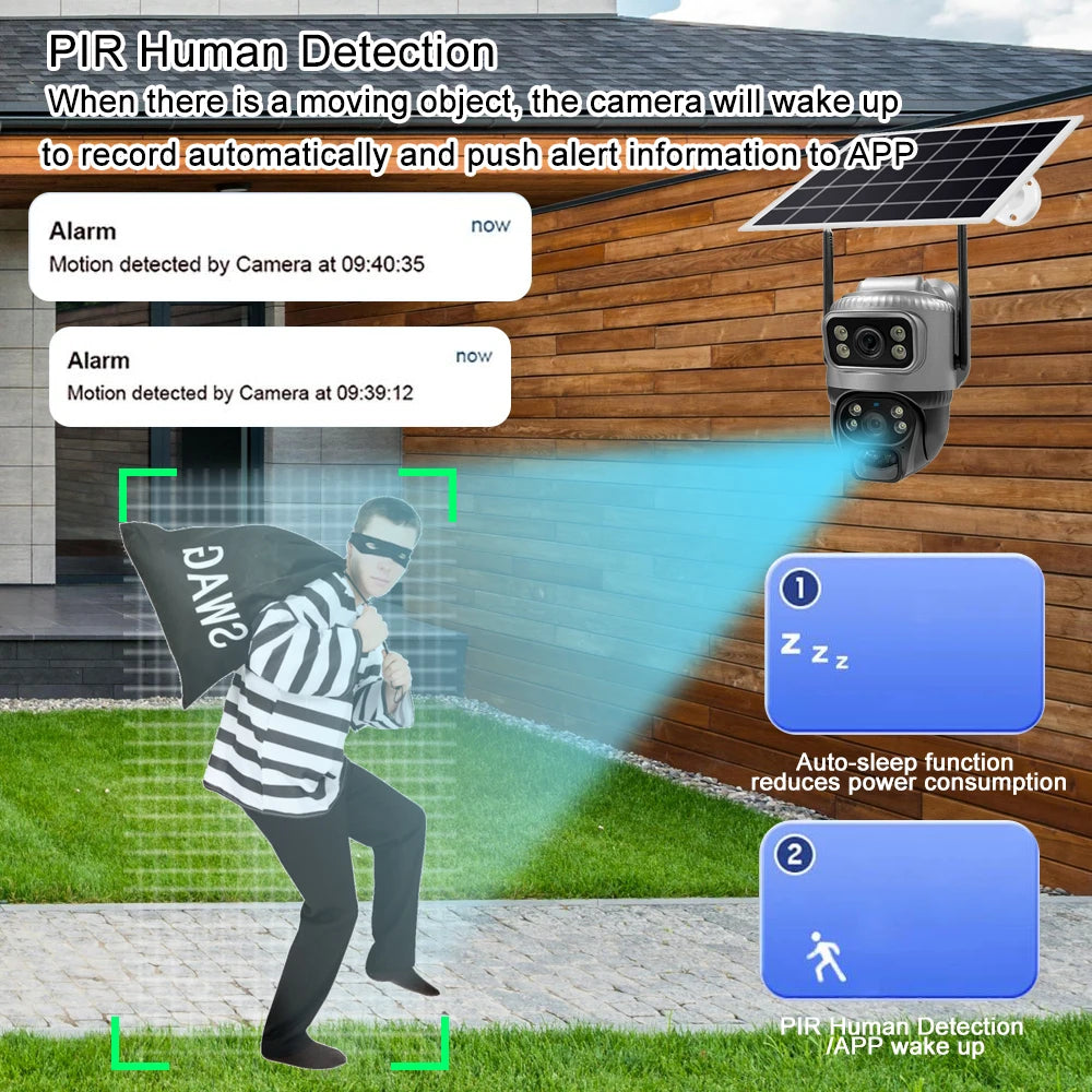 8MP 4K Solar Camera 4G Wifi Outdoor Dual Lens