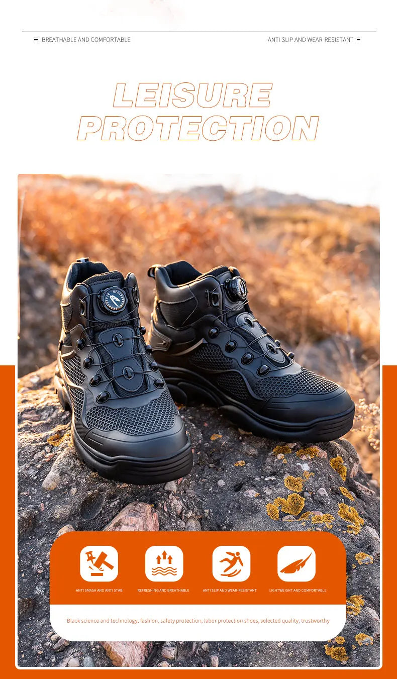 High-Top Work Boots Steel Toe
