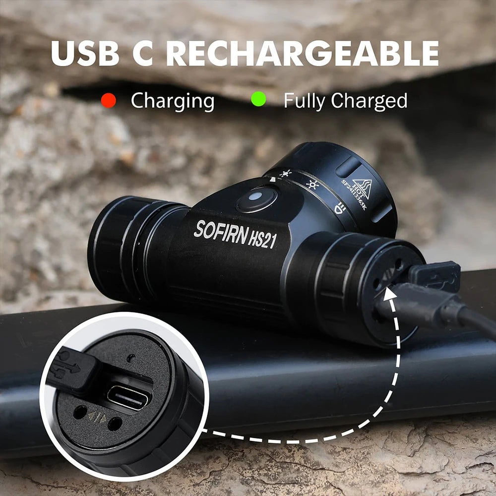 Sofirn HS21 2000lm EDC Headlamp USB C Rechargeable With Infrared Switch