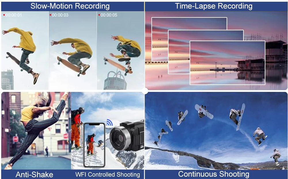 8K Digital 48MP 18X Digital Zoom 3'' LCD Touch Screen Portable Camcorder
