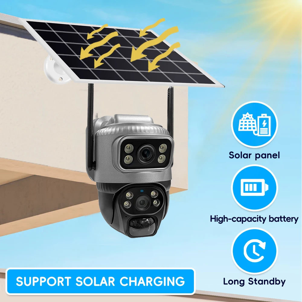 8MP 4K Solar Camera 4G Wifi Outdoor Dual Lens