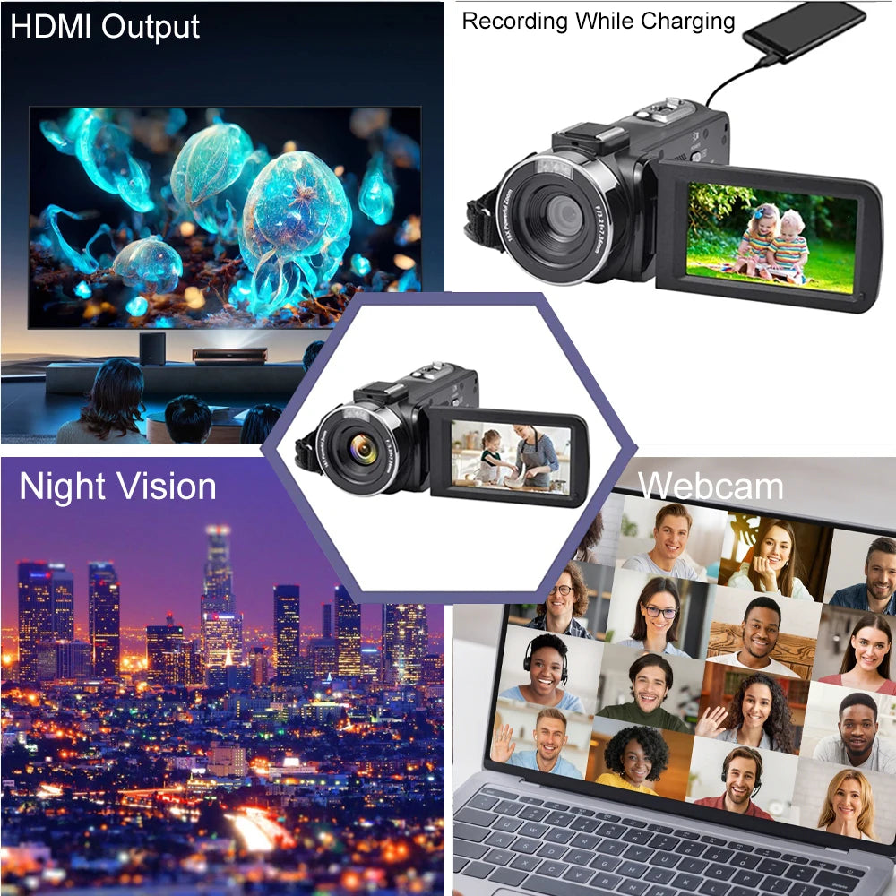 8K Digital 48MP 18X Digital Zoom 3'' LCD Touch Screen Portable Camcorder