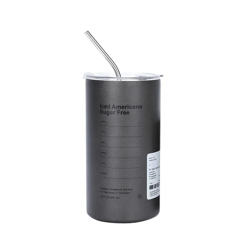 Stainless Aesthetic Cold Steel Mug With Lid 600ml