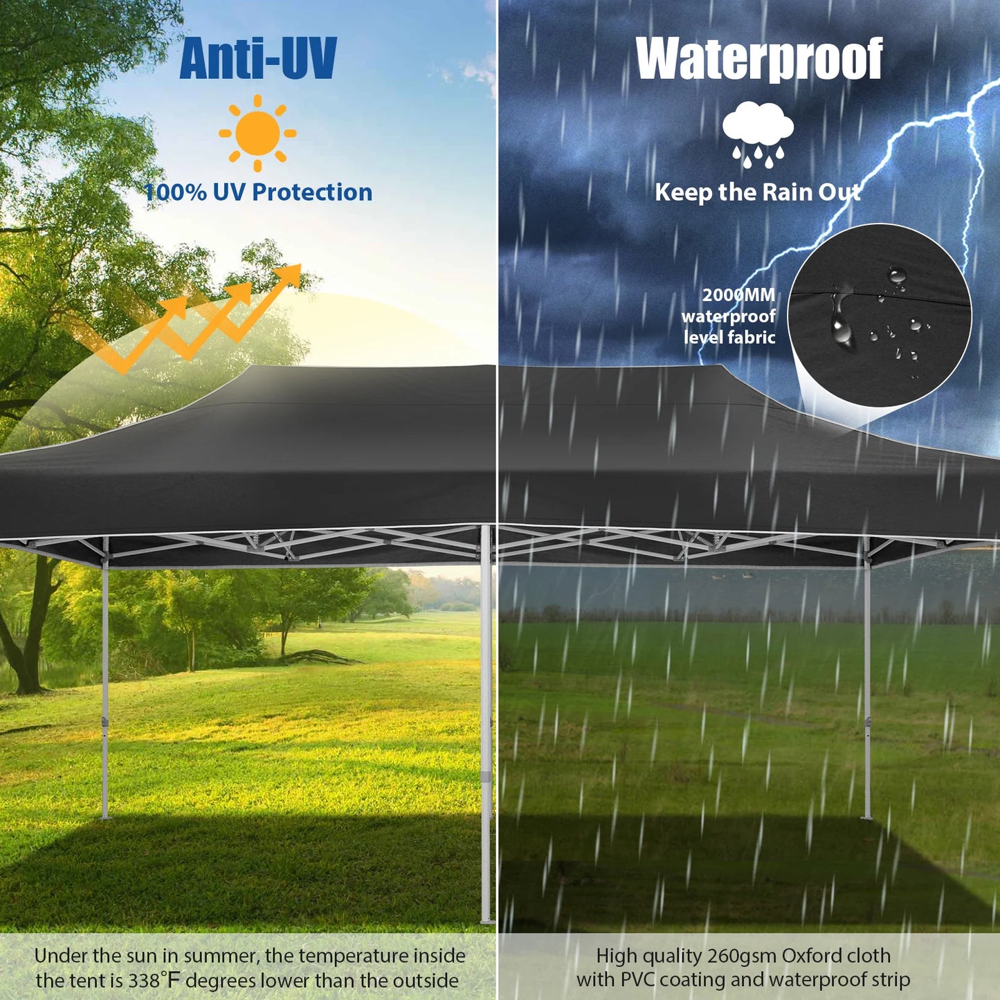 10x20 Heavy Duty Pop Up Canopy for Parties Commercial Waterproof