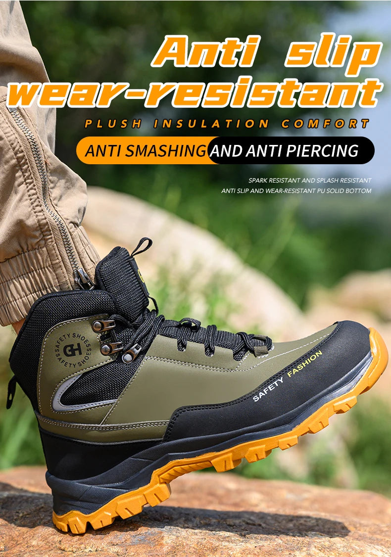 Waterproof Work Boots Men's Safety Steel Toe