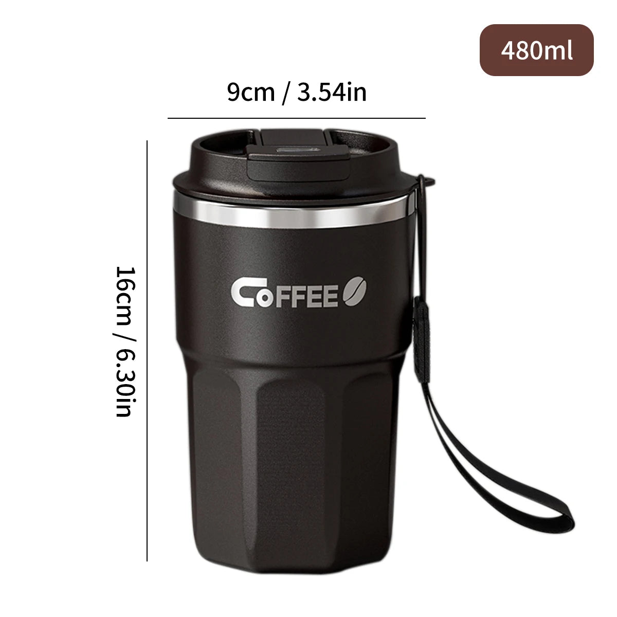WORTHBUYMug With Lid&Handle 304 Stainless Steel