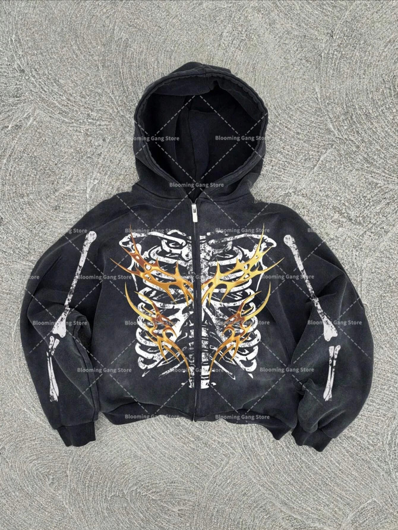 New Y2K American hip-hop casual zip up hoodie
