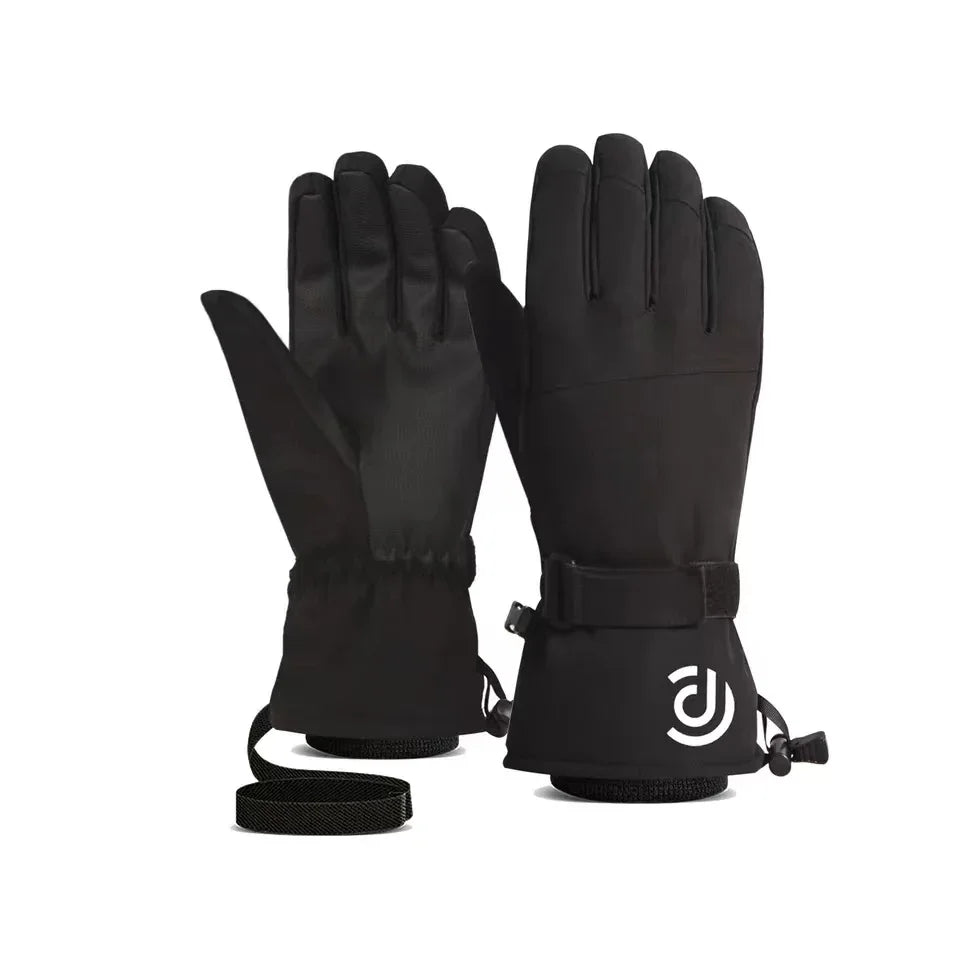 Ski Gloves White Black Warm Waterproof Gloves