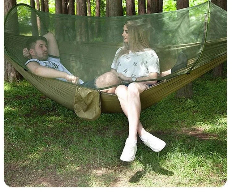 Camping hammock with mosquito net