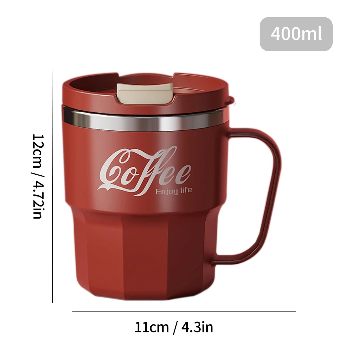 WORTHBUYMug With Lid&Handle 304 Stainless Steel