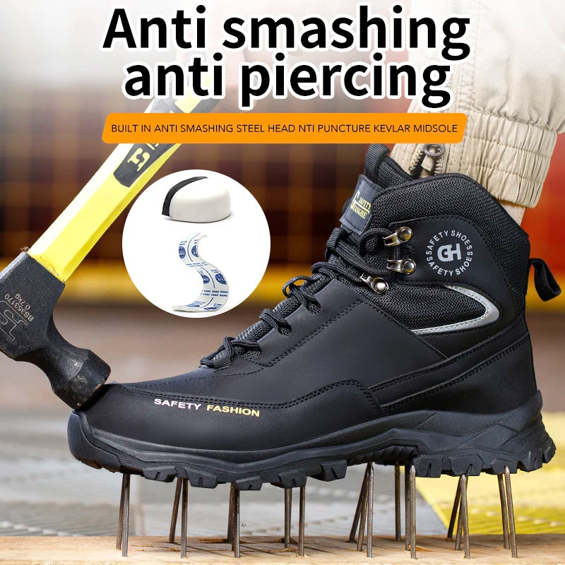 Waterproof Work Boots Men's Safety Steel Toe