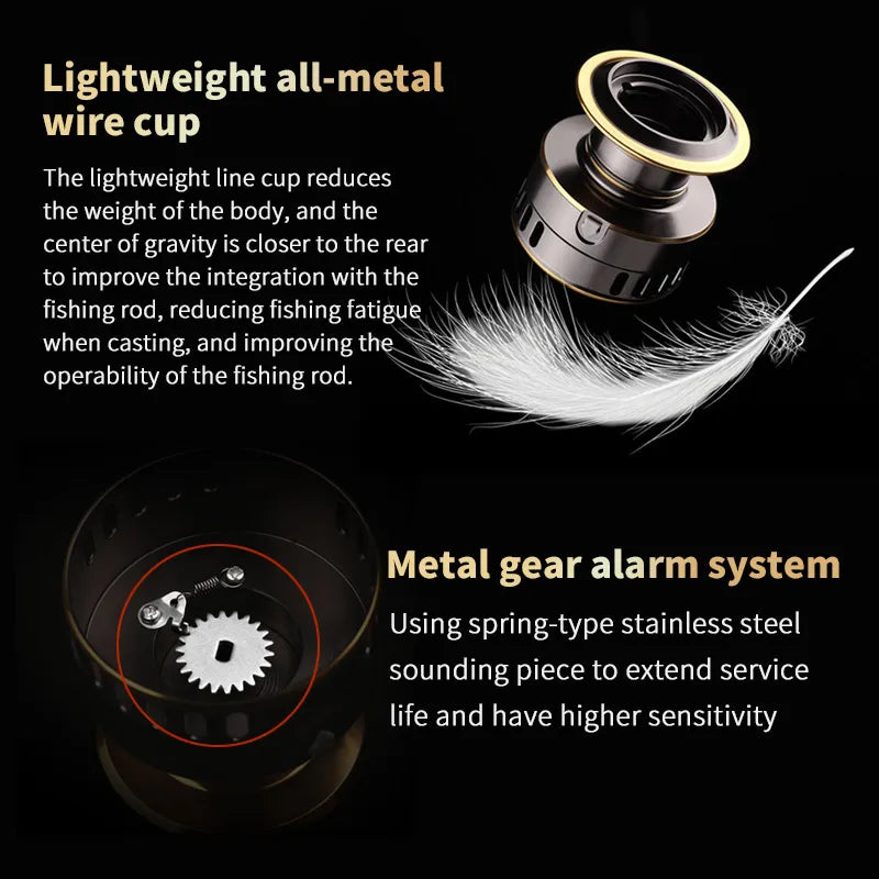Fishing Reel, He1000-7000 Series, 5.2:1 Gear Ratio, Aluminum Alloy Body