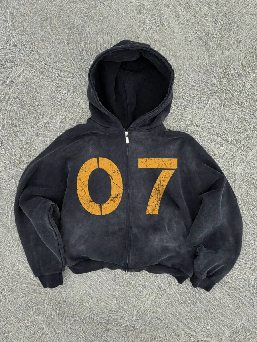 New Y2K American hip-hop casual zip up hoodie