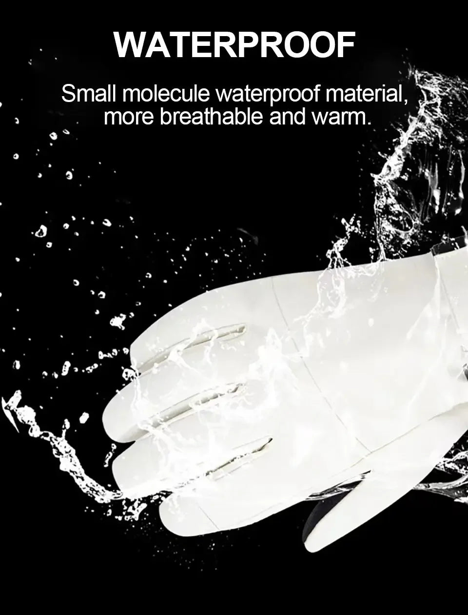 Ski Gloves White Black Warm Waterproof Gloves