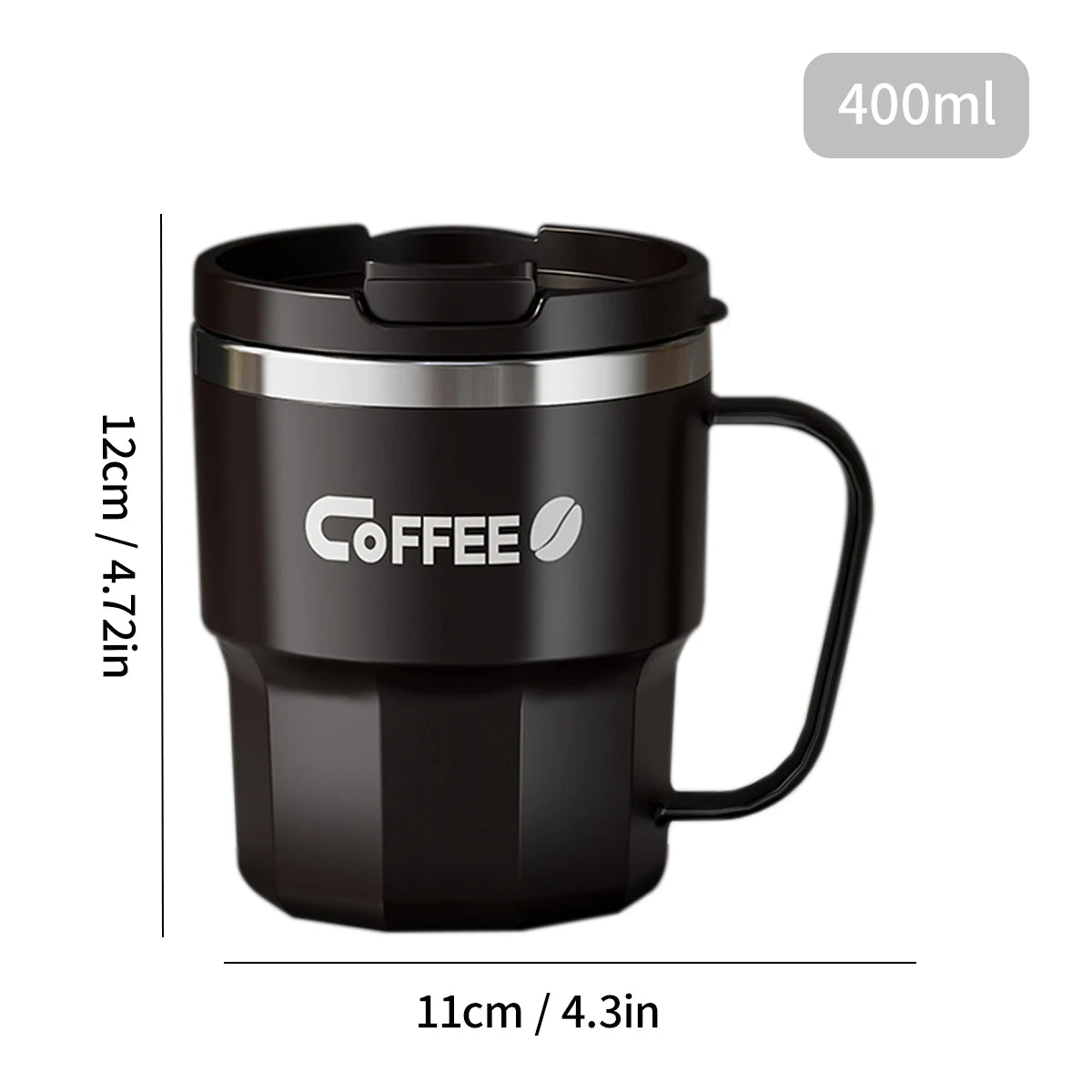 WORTHBUYMug With Lid&Handle 304 Stainless Steel