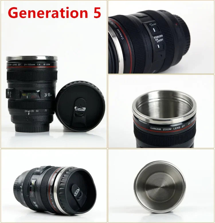 380ml Stainless Steel Camera EF24-105mm Coffee Lens