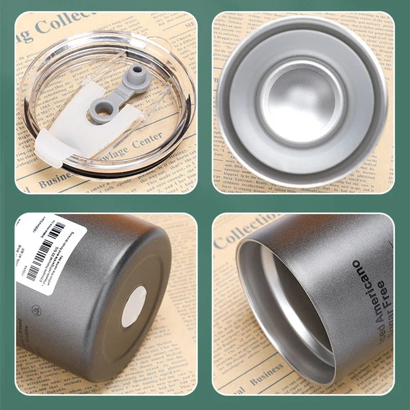 Stainless Aesthetic Cold Steel Mug With Lid 600ml