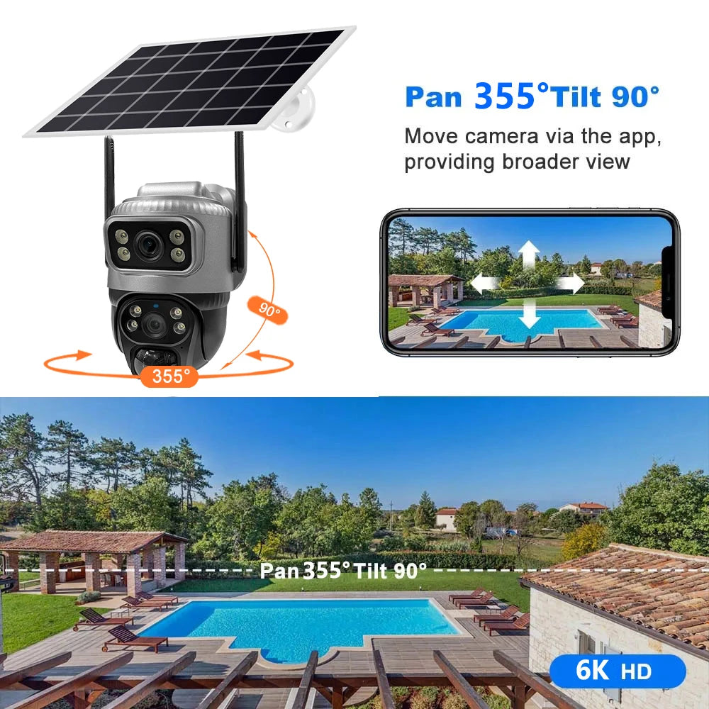 8MP 4K Solar Camera 4G Wifi Outdoor Dual Lens