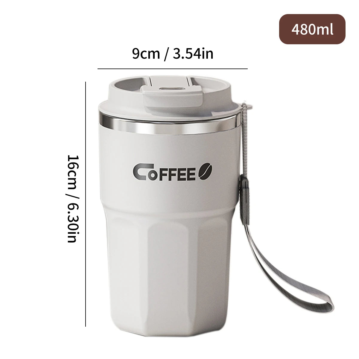 WORTHBUYMug With Lid&Handle 304 Stainless Steel