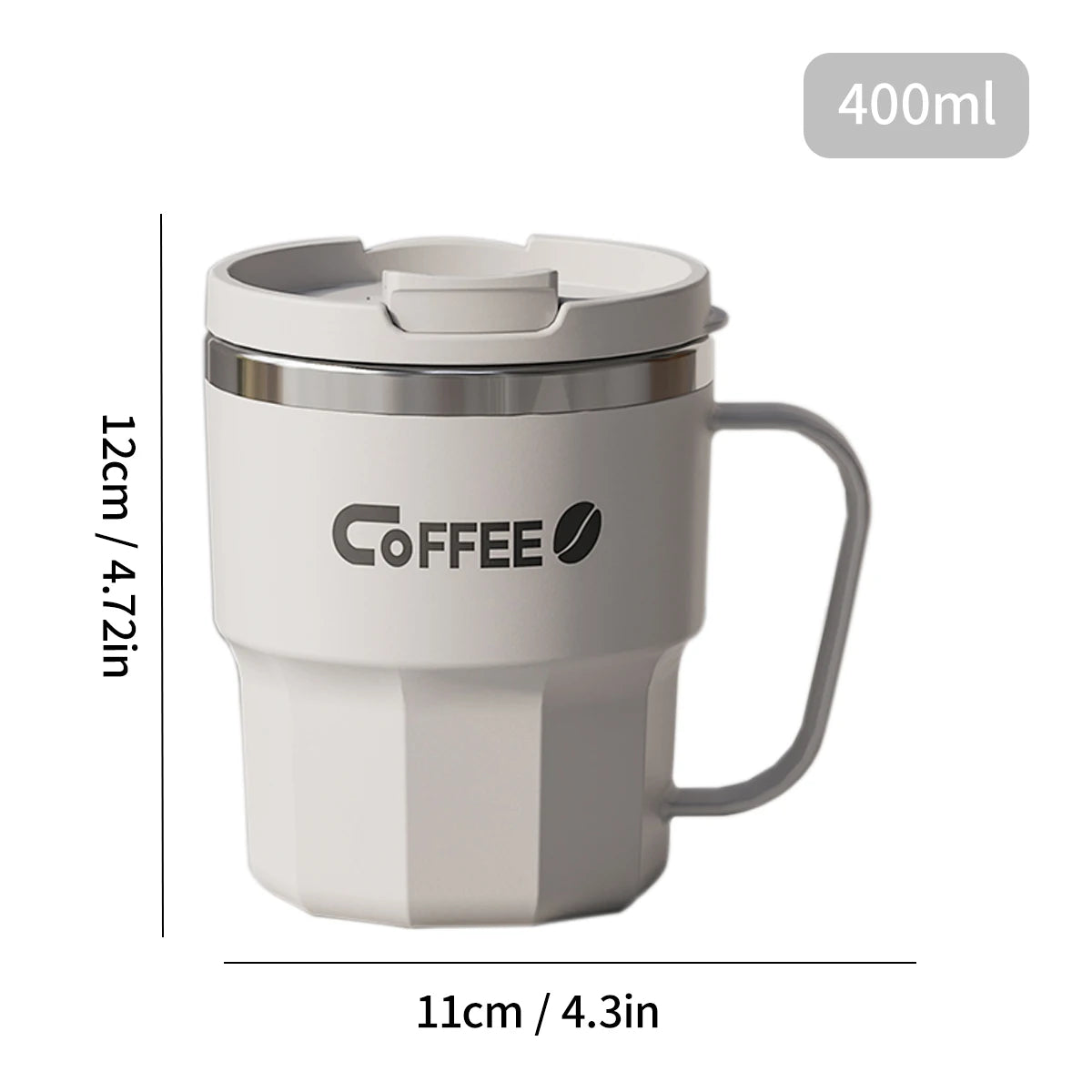 WORTHBUYMug With Lid&Handle 304 Stainless Steel