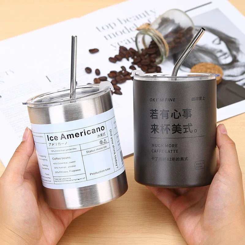 Stainless Aesthetic Cold Steel Mug With Lid 600ml
