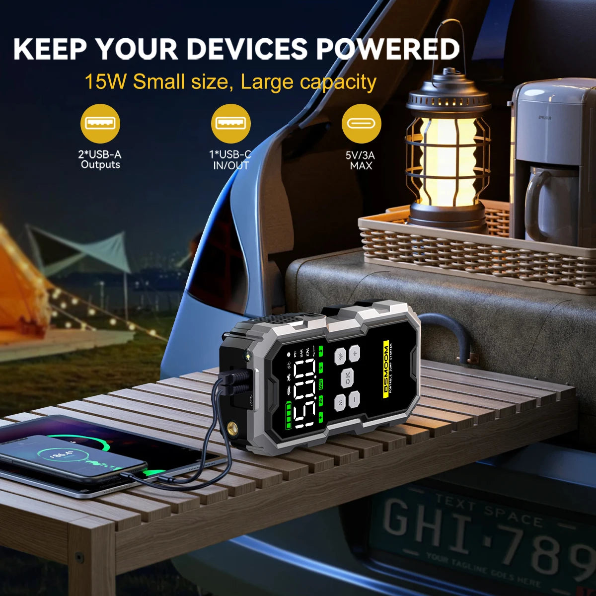 7000A Car Jump Starter with Air Compressor LED Flashlight
