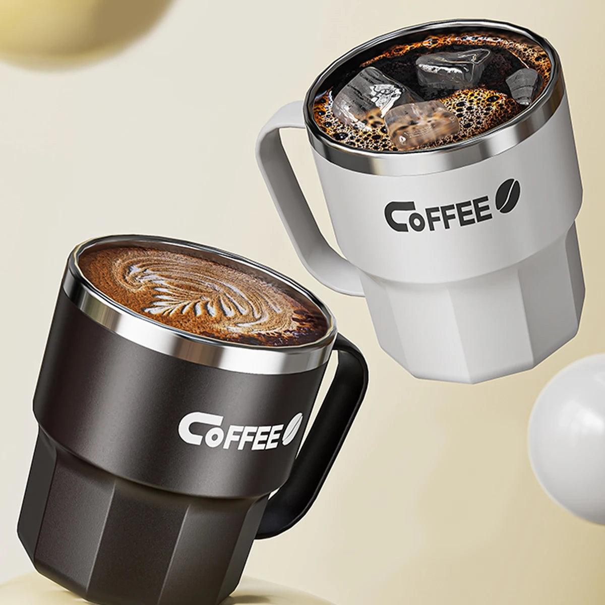 WORTHBUYMug With Lid&Handle 304 Stainless Steel