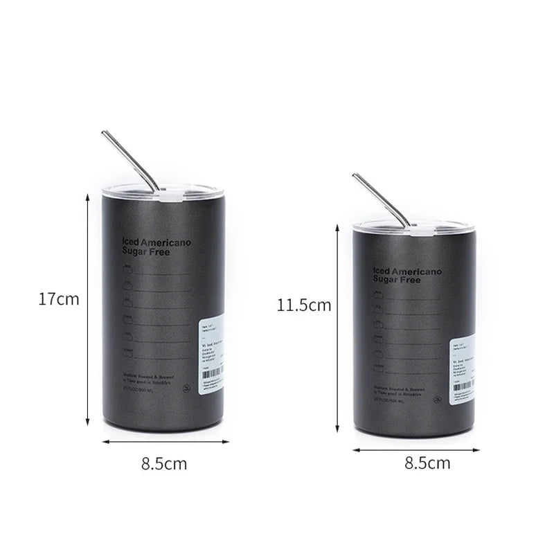 Stainless Aesthetic Cold Steel Mug With Lid 600ml