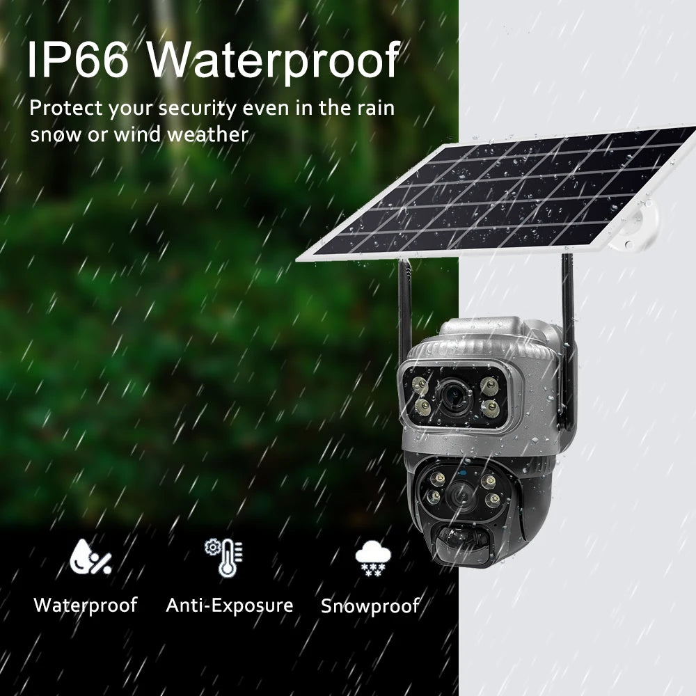 8MP 4K Solar Camera 4G Wifi Outdoor Dual Lens