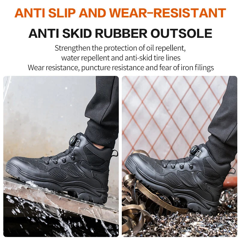 High-Top Work Boots Steel Toe
