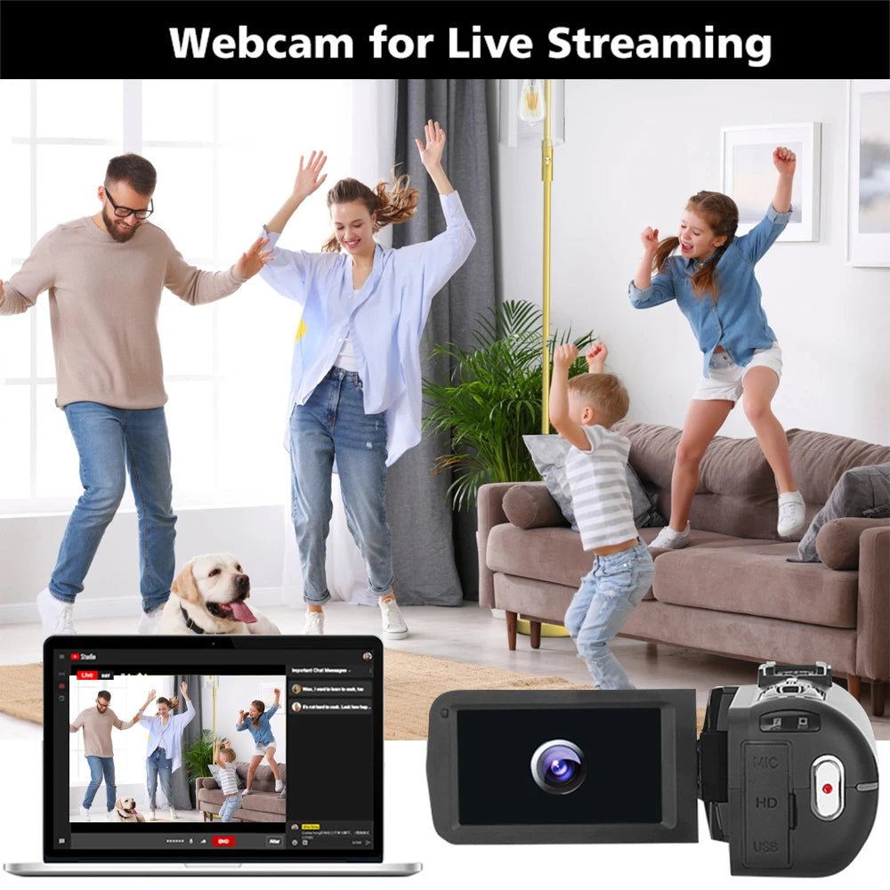 8K Digital 48MP 18X Digital Zoom 3'' LCD Touch Screen Portable Camcorder