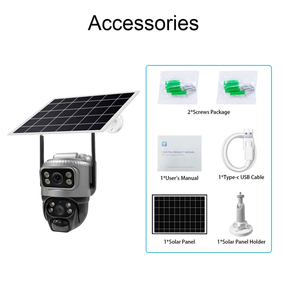 8MP 4K Solar Camera 4G Wifi Outdoor Dual Lens