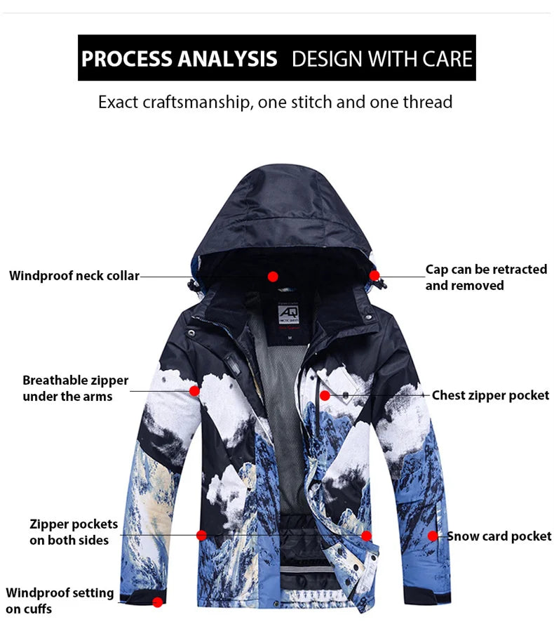 Snow Mountain  Ski Suits for Men Women Couples Windproof Waterproof