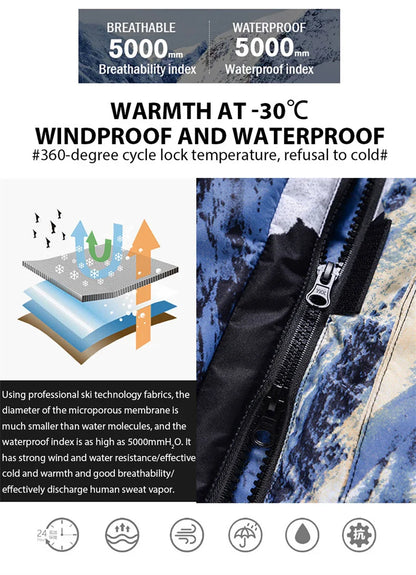 Snow Mountain  Ski Suits for Men Women Couples Windproof Waterproof