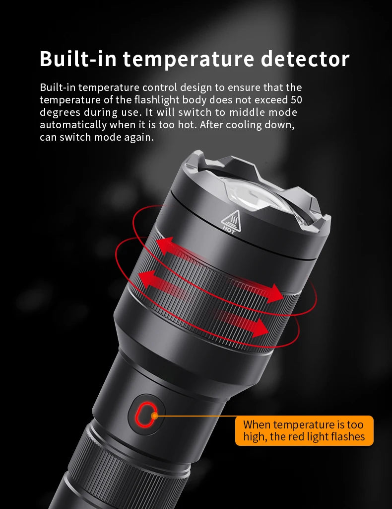LEP White Laser Flashlight 1200-1500 Meters Rechargeable Battery